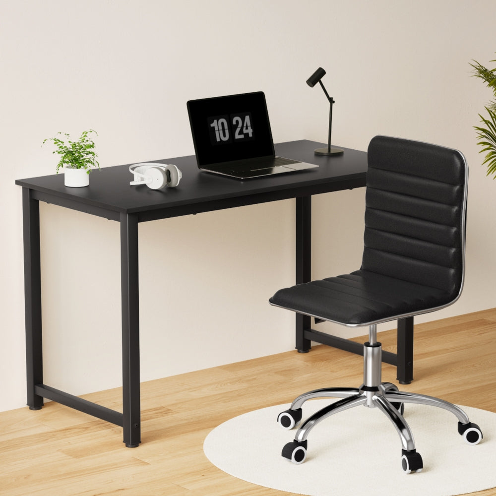 Computer Desk 120cm Executive Office Chairs Set PU Leather Low Back Black