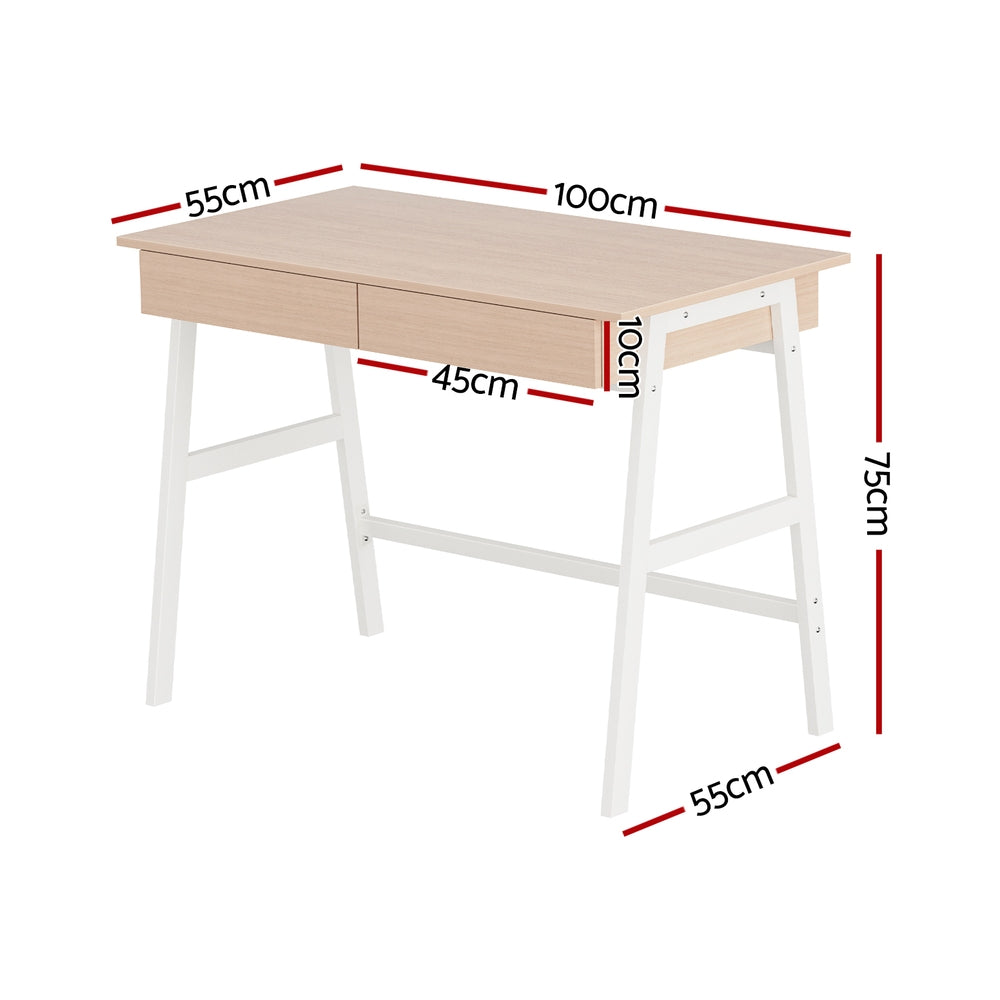 Computer Desk Drawer Cabinet Oak 100CM