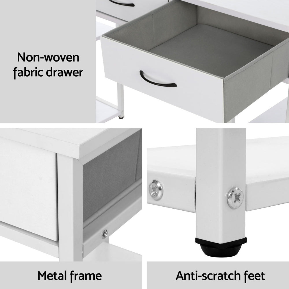 Computer Desk Drawer Shelves Study Table 120CM White