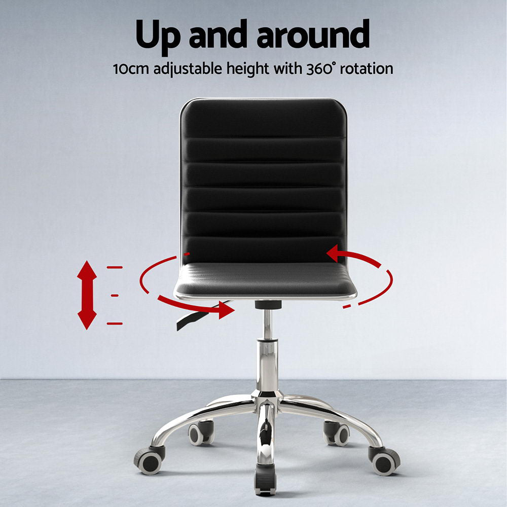 Foldable Computer Desk and PU Leather Office Chair Set - Black