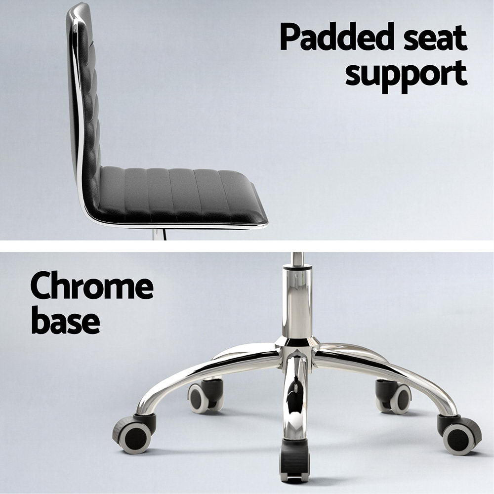 Foldable Computer Desk and PU Leather Office Chair Set - Black