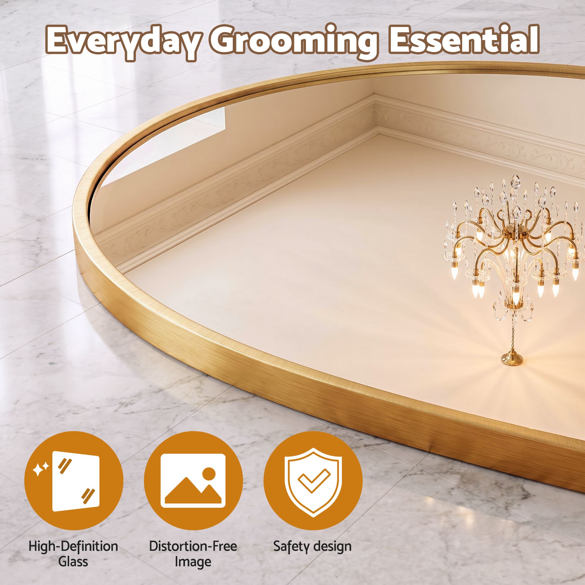 Arch Wall Mirror, Decorative Gold Frame Mirrors, 61x41cm Bathroom Vanity Mirror, Slim Frame for Living Room Entryway Bedroom Decor