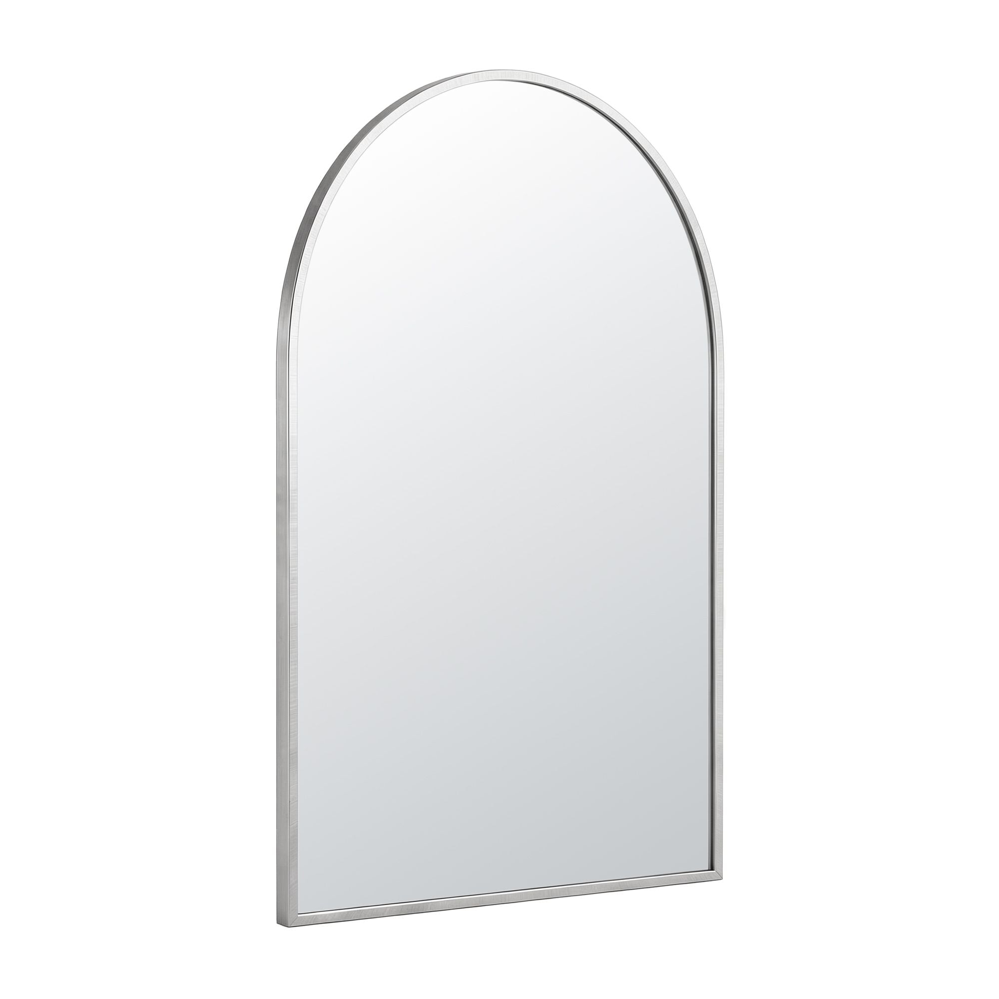 Arch Wall Mirror, Decorative Silver Frame Mirrors, 86x50cm Bathroom Vanity Mirror, Slim Frame for Living Room Entryway Bedroom Decor