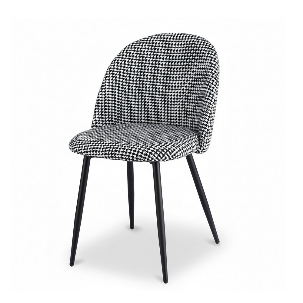 Dining Chairs Set of 2 Linen Solid Curved Houndstooth