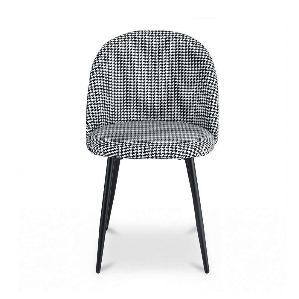 Dining Chairs Set of 2 Linen Solid Curved Houndstooth