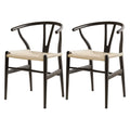 Set of 2 Wishbone Dining Chairs - Black