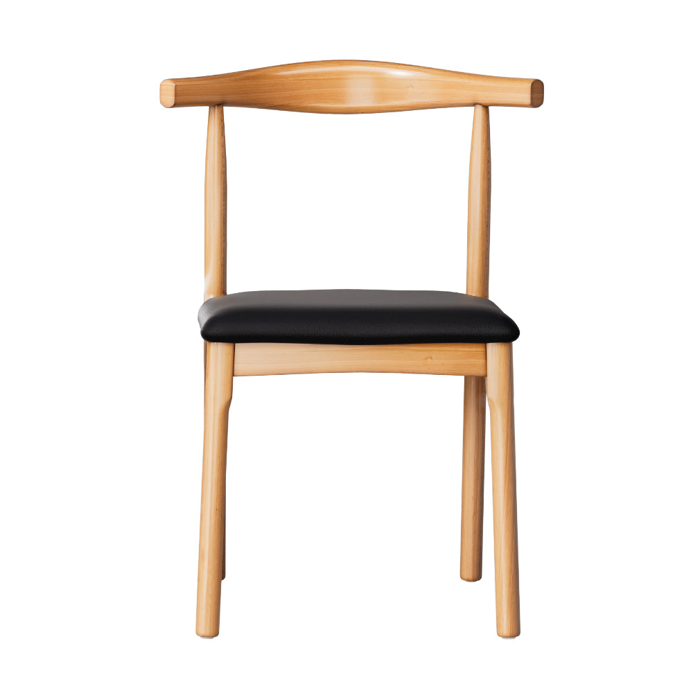 Set of 2 Dining Chairs Rubber Wood Leather Seat Black