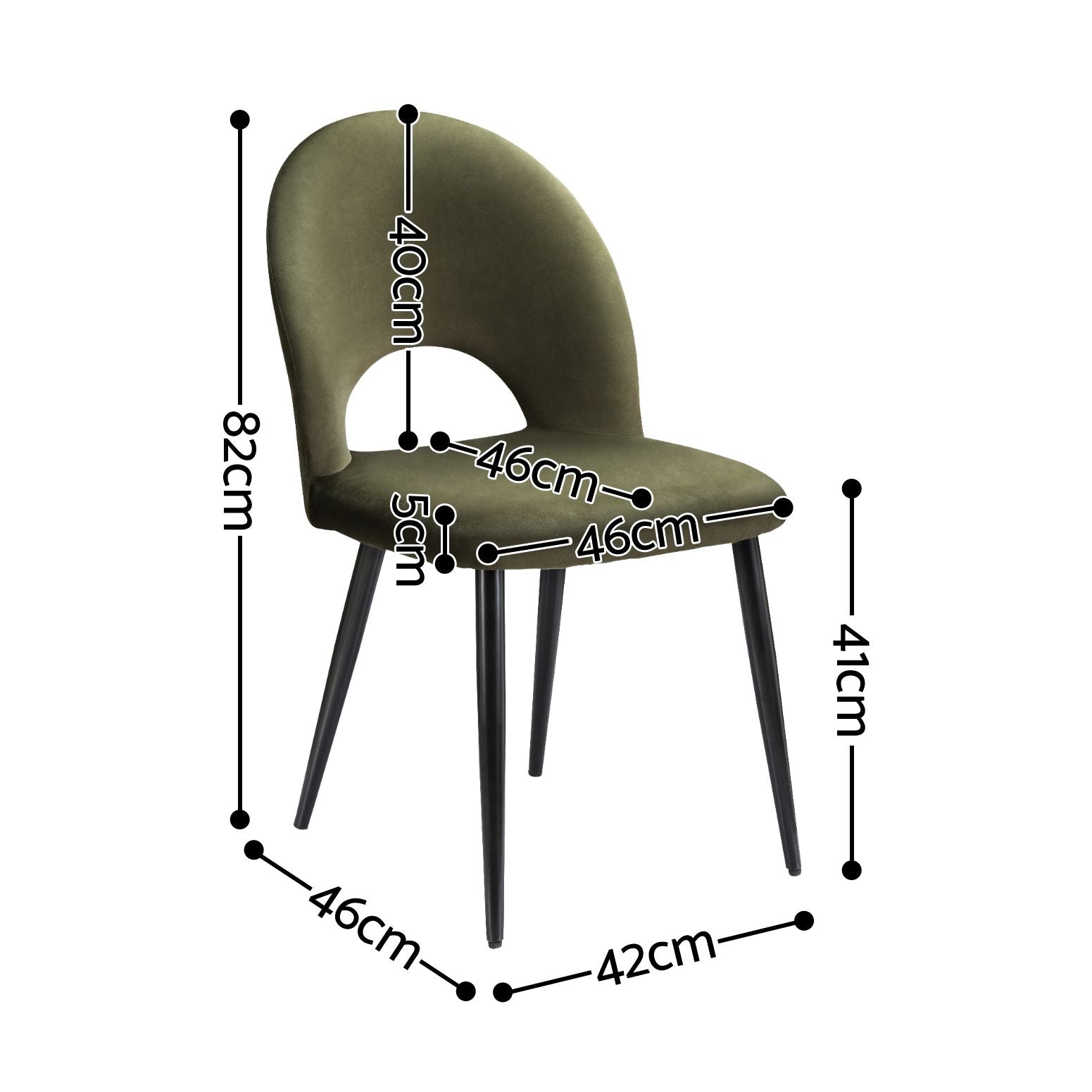 Dining Chairs Set of 6 Velvet Hollow Green