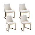 Dining Chairs Set of 4 Linen Fabric Frame Beige