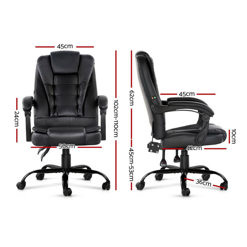 2 Point Massage Office Chair PU Leather Black