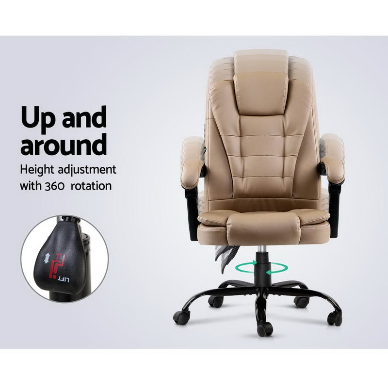 2 Point Massage Office Chair PU Leather Espresso