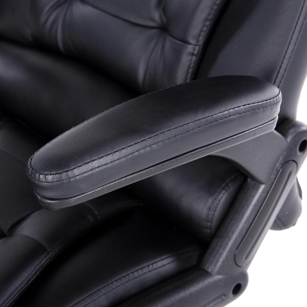 8 Point Massage Office Chair Heated Seat Recliner PU Black