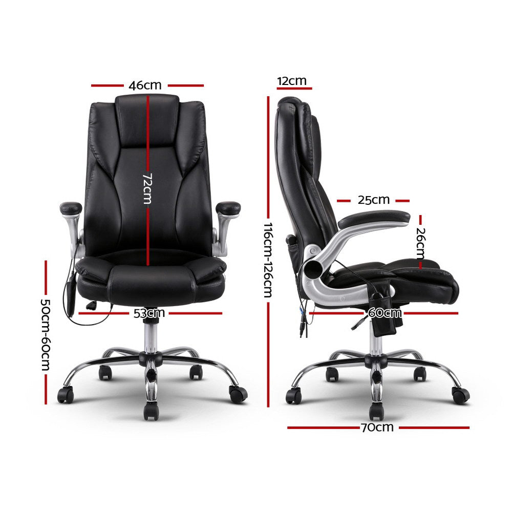 8 Point Massage Office Chair PU Leather Black