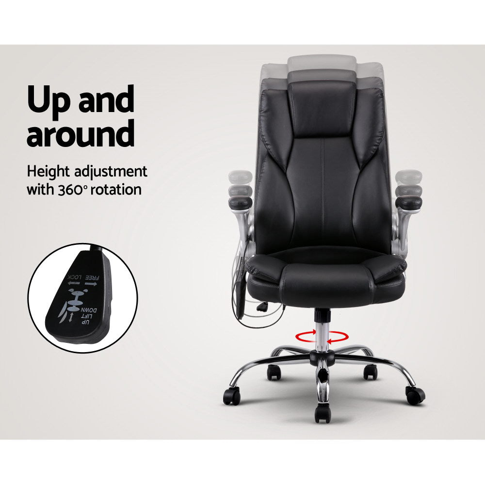 8 Point Massage Office Chair PU Leather Black