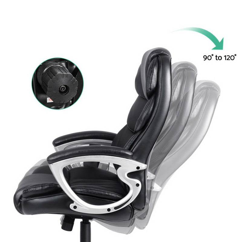 8 Point Massage Office Chair Heated Seat PU Black