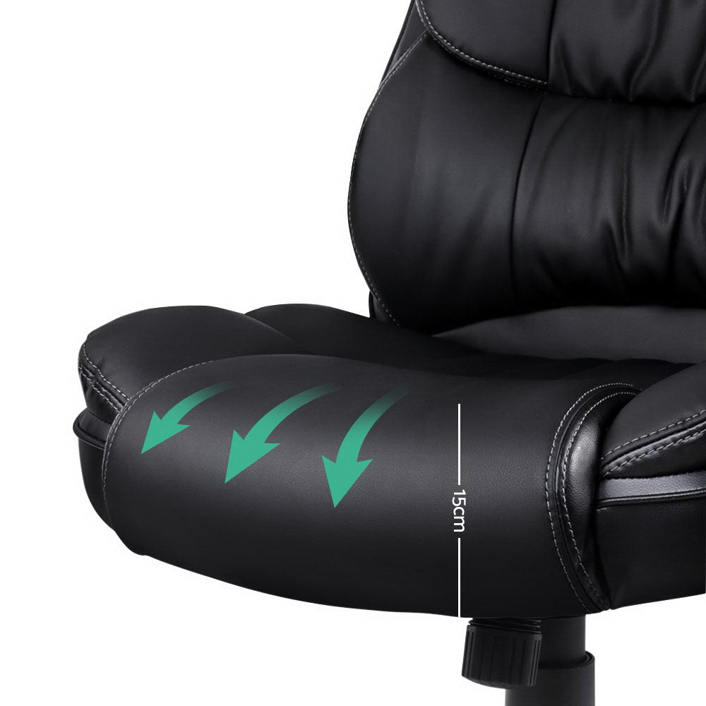 8 Point Massage Office Chair Heated Seat PU Black