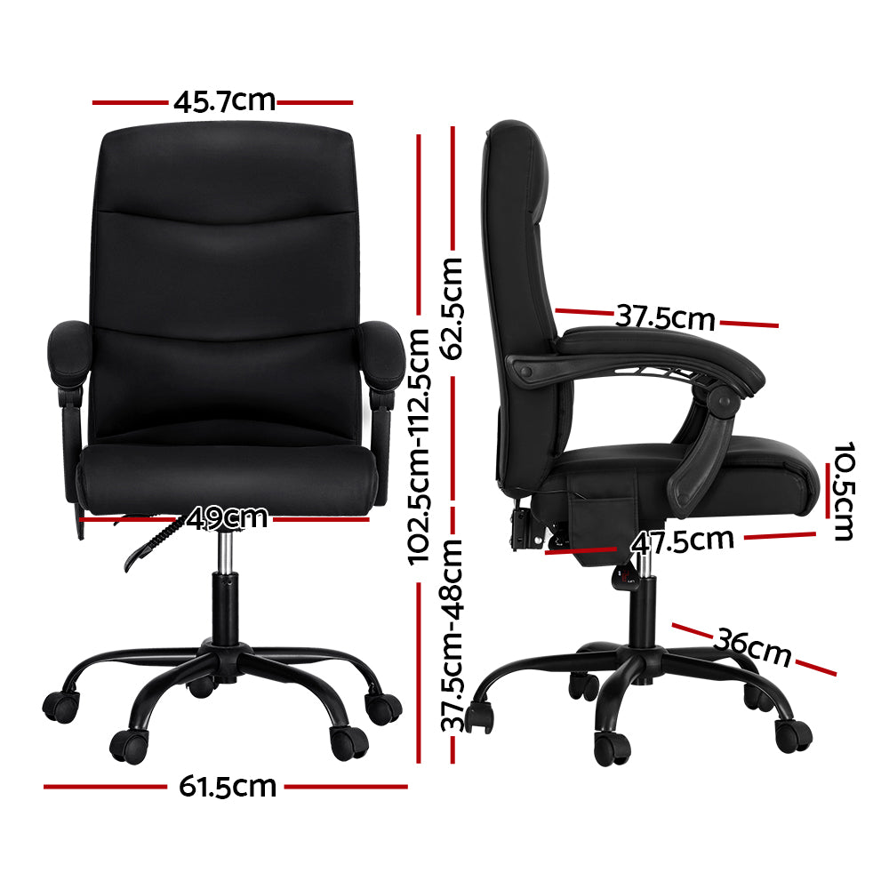 2 Point Massage Office Chair PU Leather Black