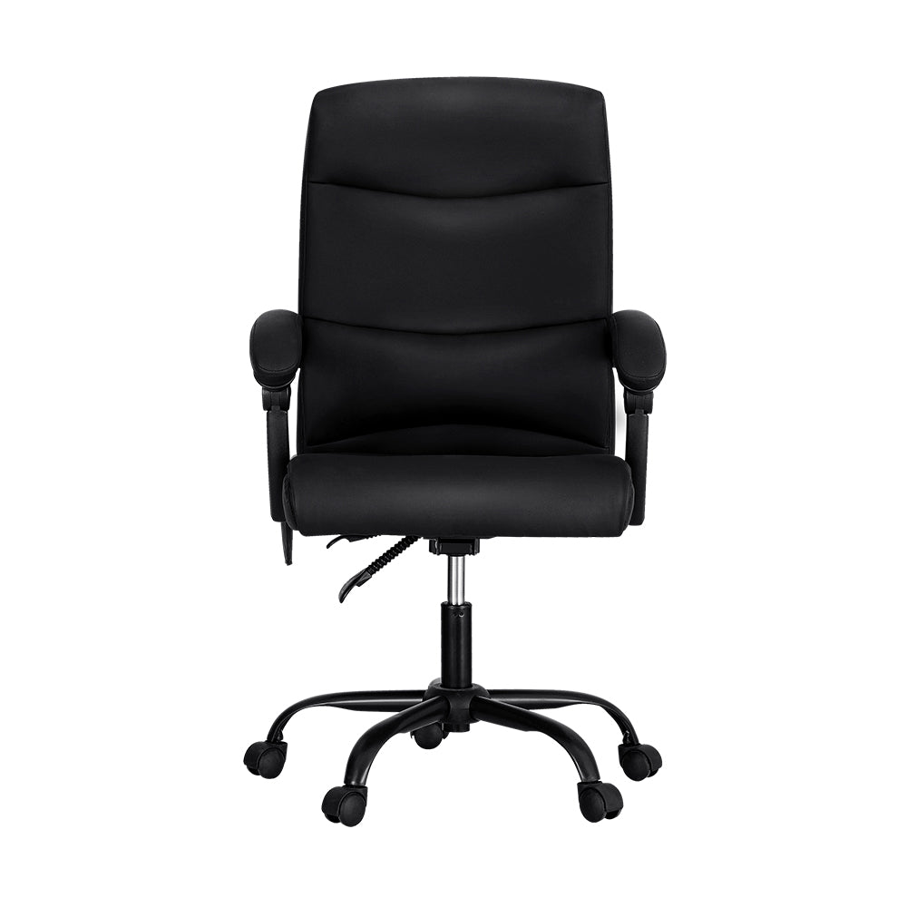 2 Point Massage Office Chair PU Leather Black