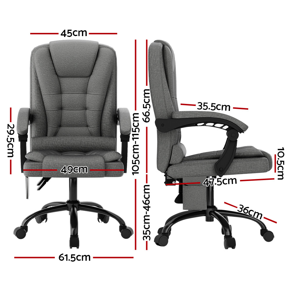 2 Point Massage Office Chair Fabric Grey