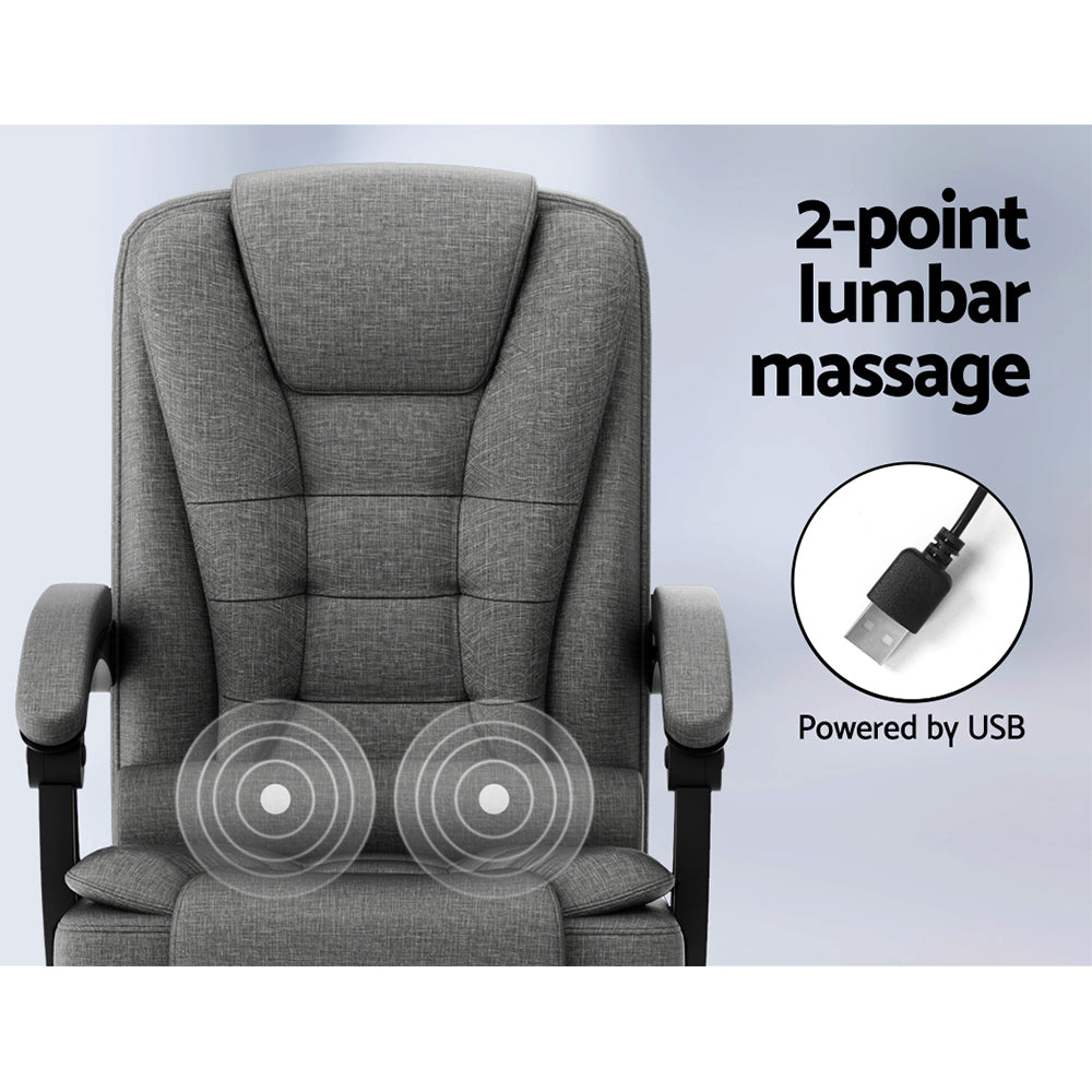 2 Point Massage Office Chair Fabric Grey