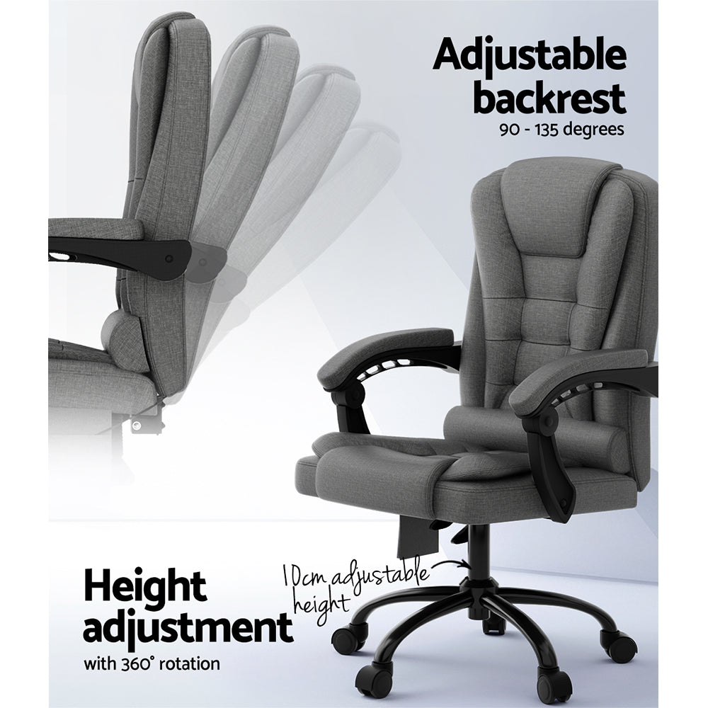 2 Point Massage Office Chair Fabric Grey