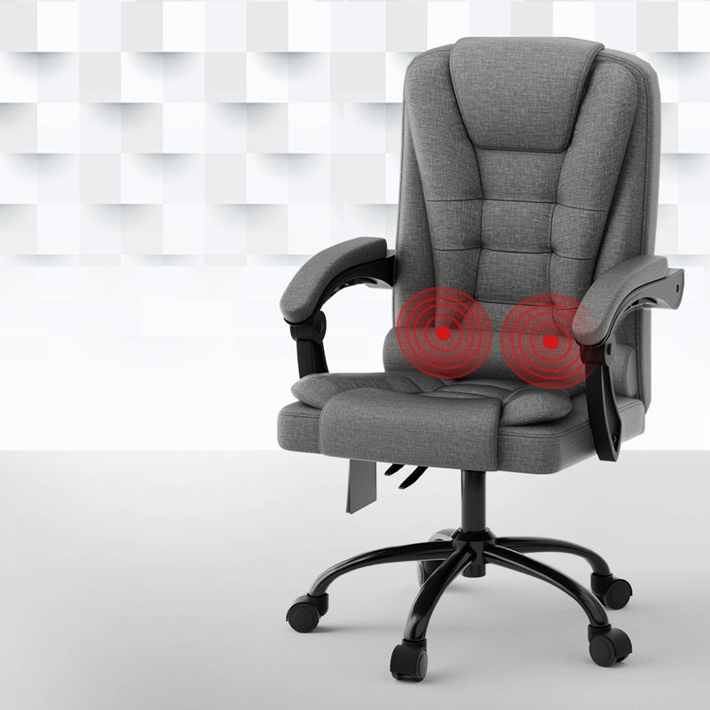 2 Point Massage Office Chair Fabric Grey