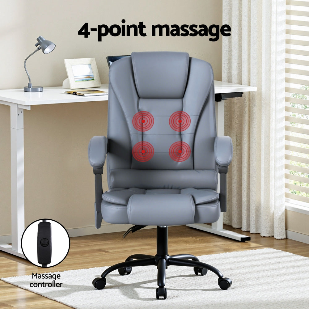 Executive Office Chair 4-Point Massage Adjustable Ergonomic Recline PU