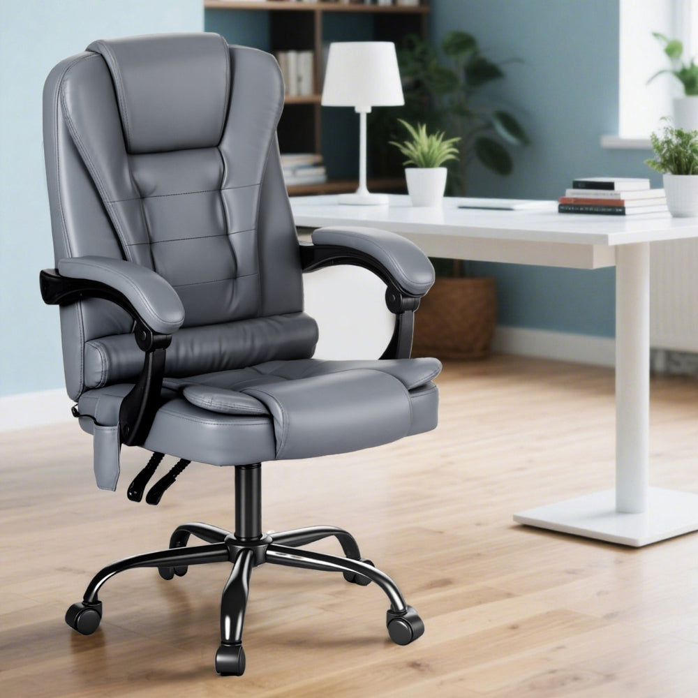 Executive Office Chair 4-Point Massage Adjustable Ergonomic Recline PU