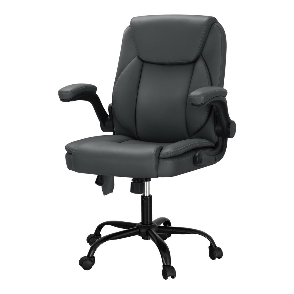 2 Point Massage Office Chair Leather Mid Back Grey