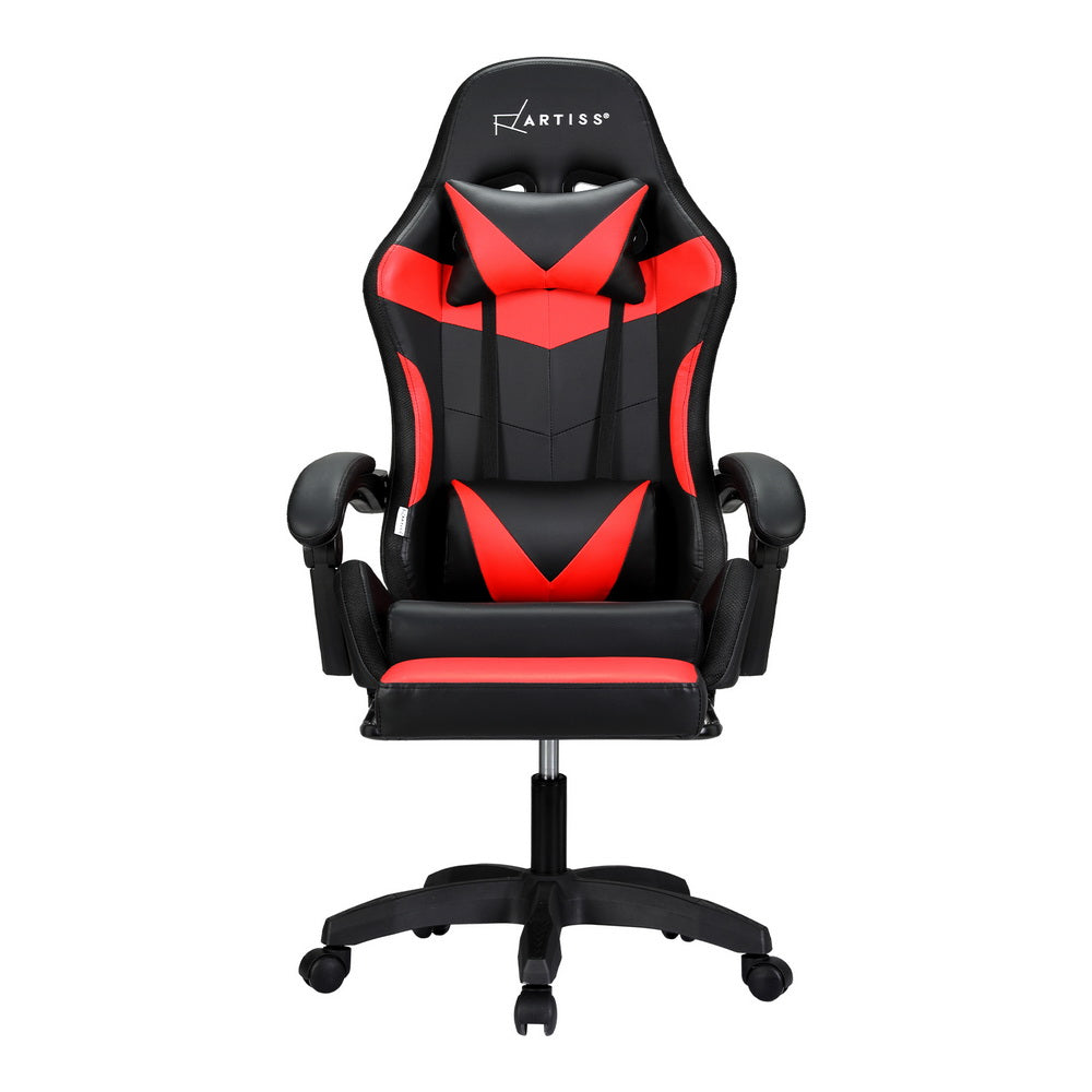 6 Point Massage Gaming Office Chair 7 LED Footrest Red