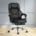 Executive Office Chair Leather Footrest Black