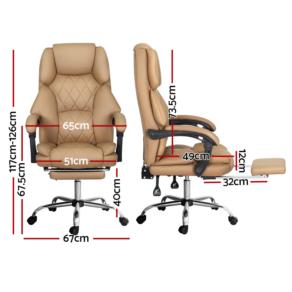 Executive Office Chair Leather Footrest Espresso