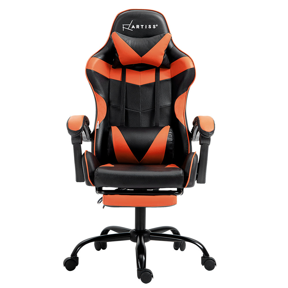 Gaming Office Chair Executive Computer Leather Chairs Footrest Orange