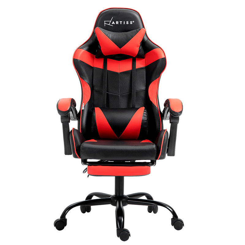 Gaming Office Chair Recliner Footrest Red