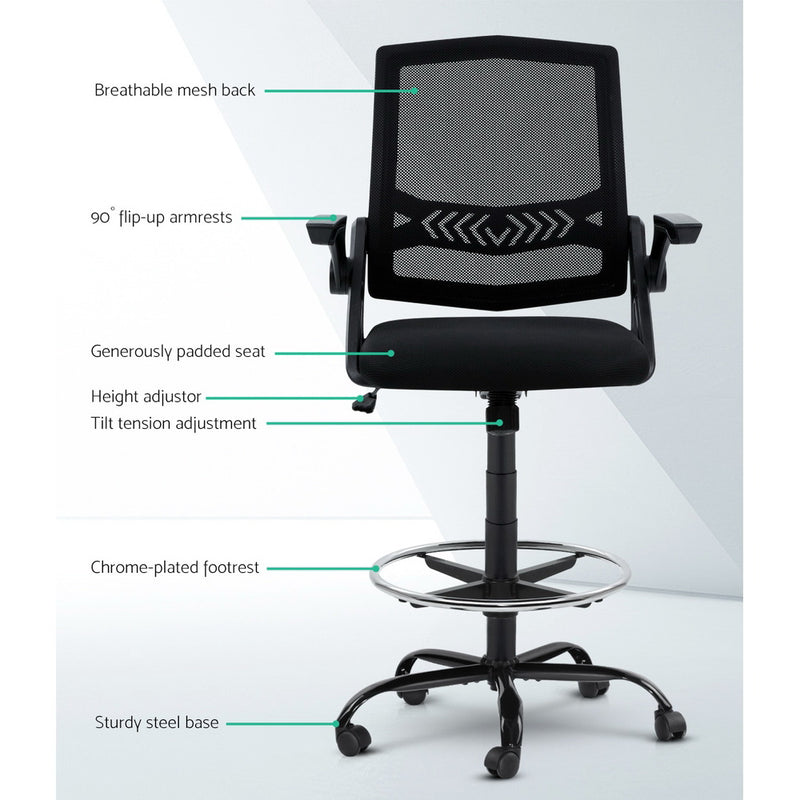 Office Chair Drafting Stool Mesh Chairs Black