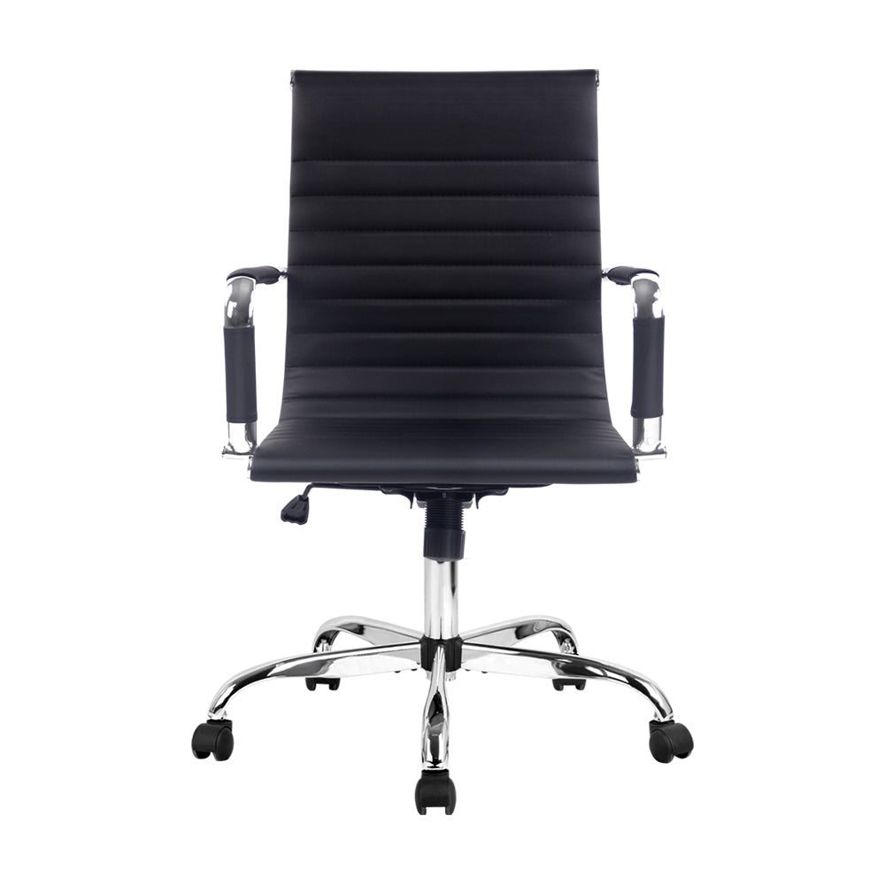 Office Chair PU Leather Mid Back Black