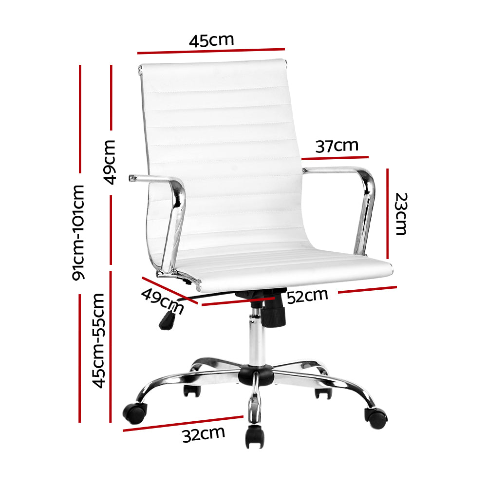 Office Chair PU Leather Mid Back White