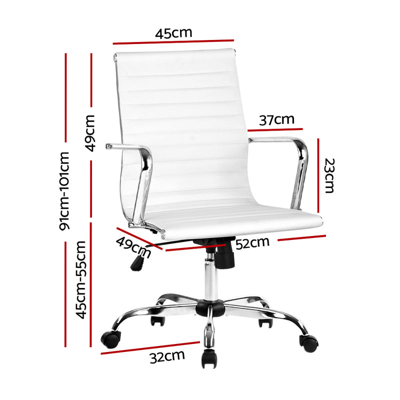 Office Chair PU Leather Mid Back White