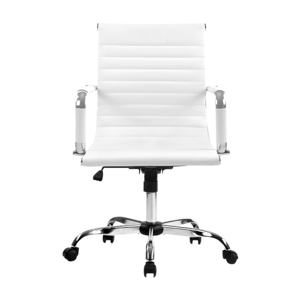 Office Chair PU Leather Mid Back White