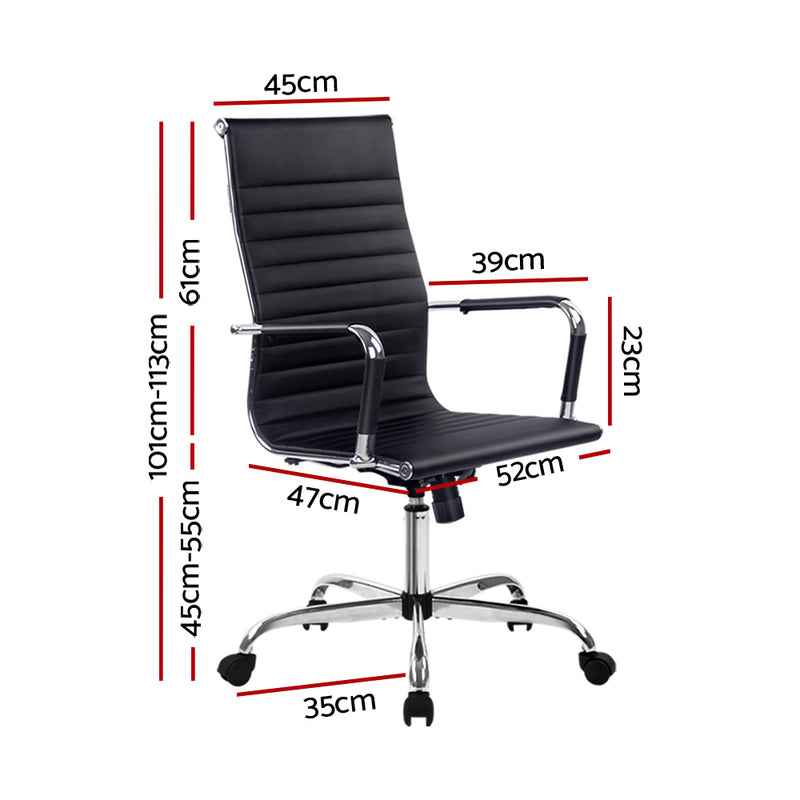 Office Chair PU Leather High Back Black