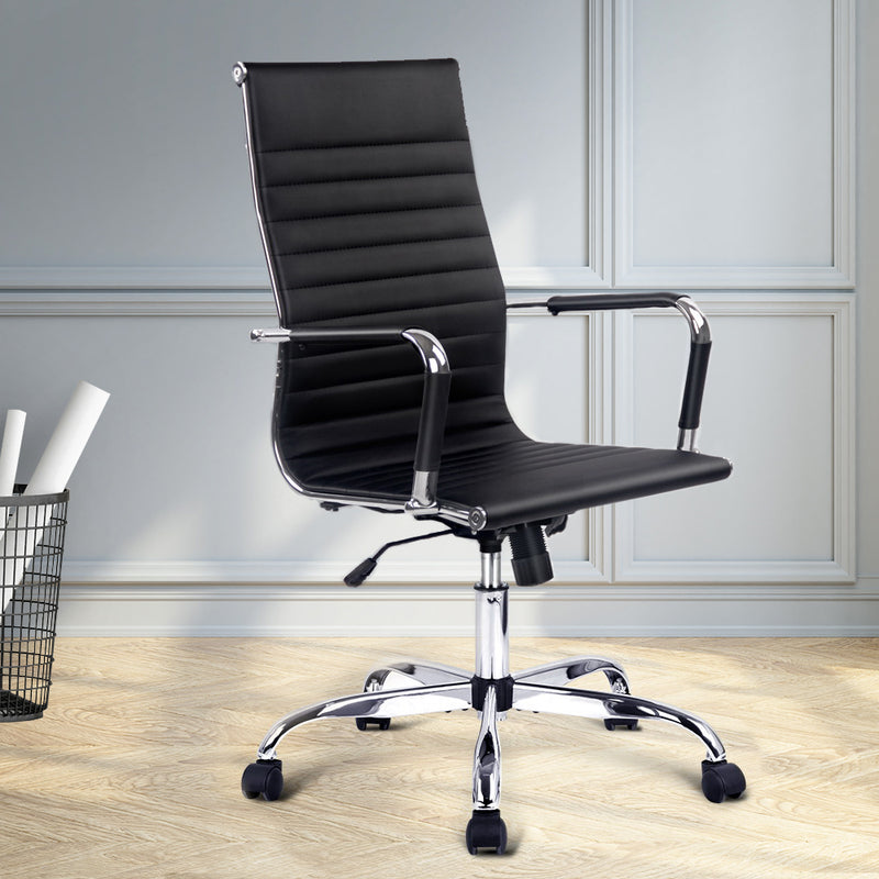 Office Chair PU Leather High Back Black