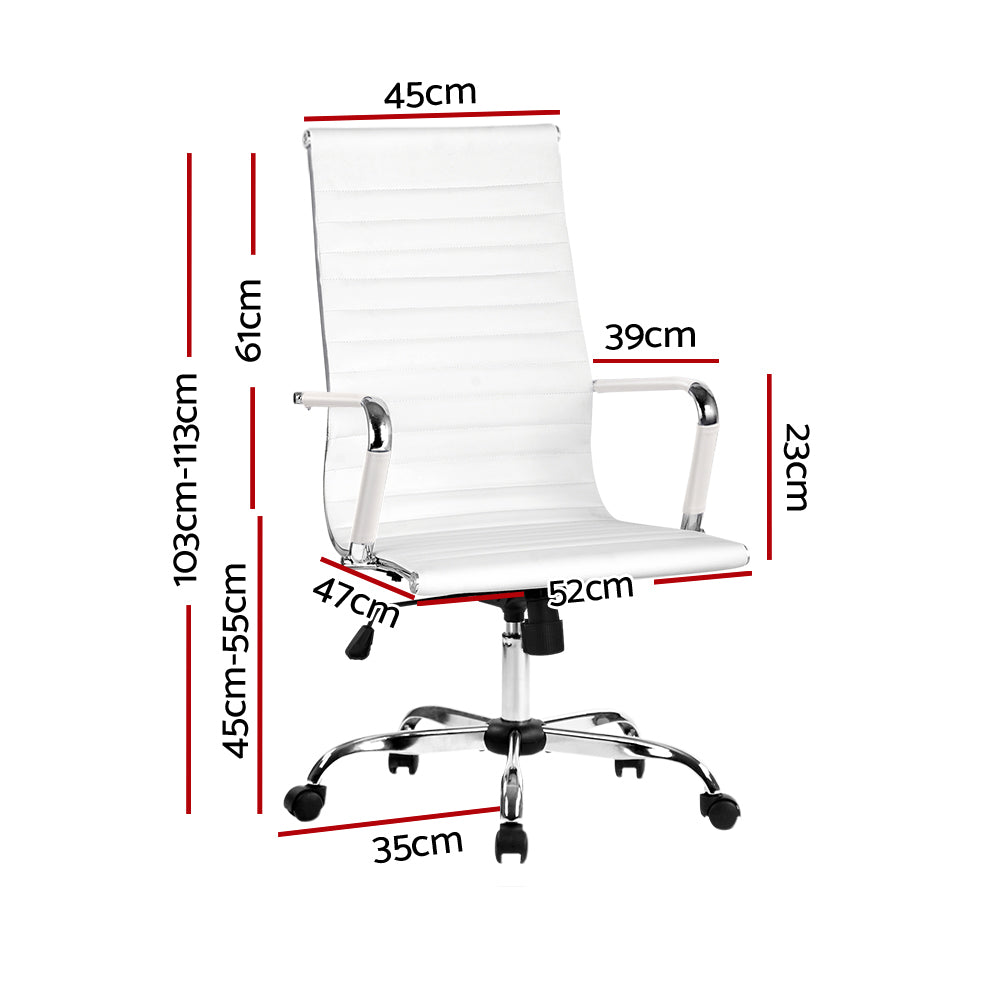 Office Chair PU Leather High Back White