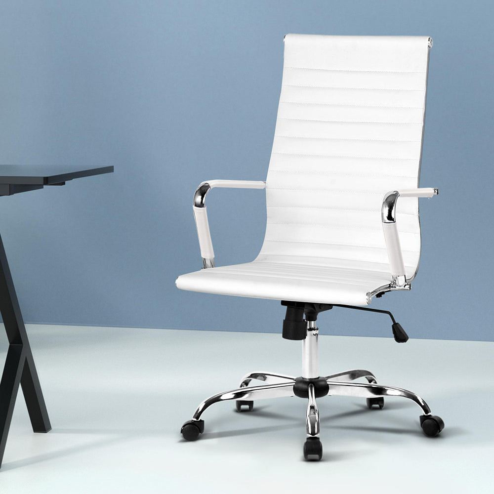 Office Chair PU Leather High Back White