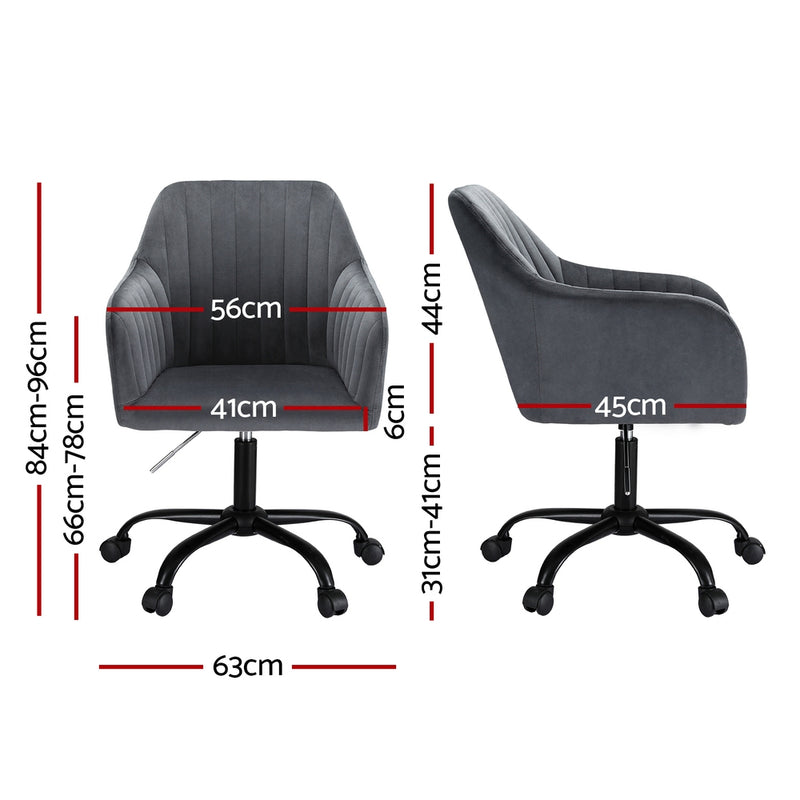 Office Chair Velvet Seat Dark Grey