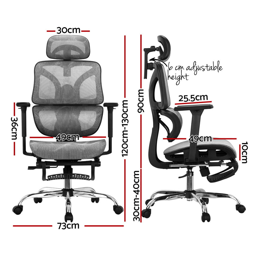 Ergonomic Office Chair Footrest Grey