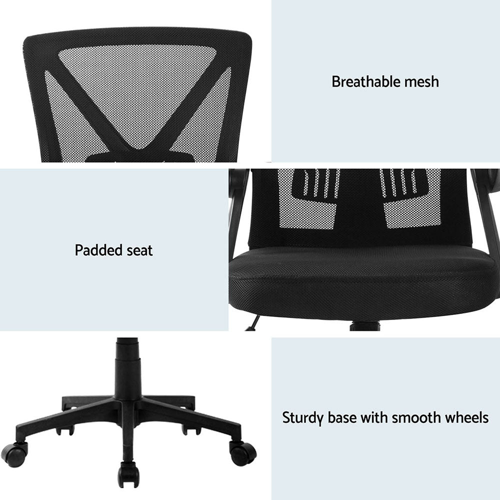 2x Mesh Office Chair Mid Back Black