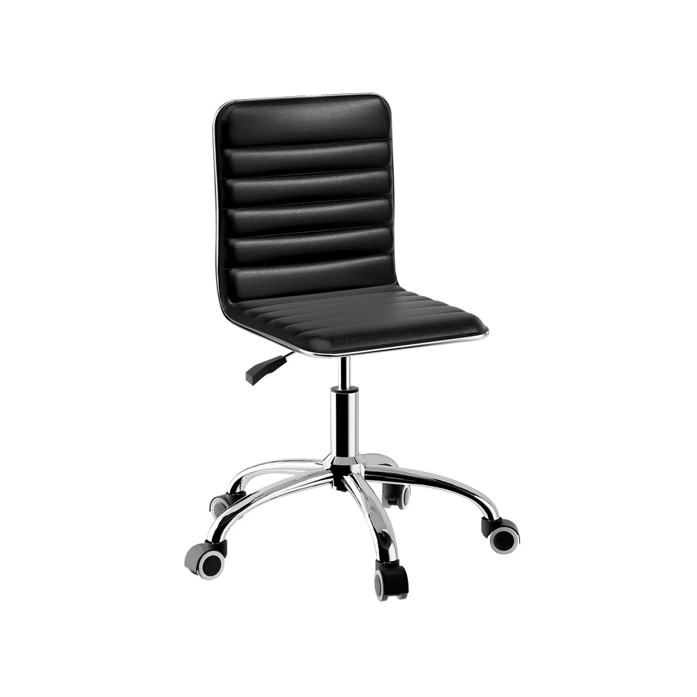 Office Chair Computer Desk Gaming Chairs PU Leather Low Back Black