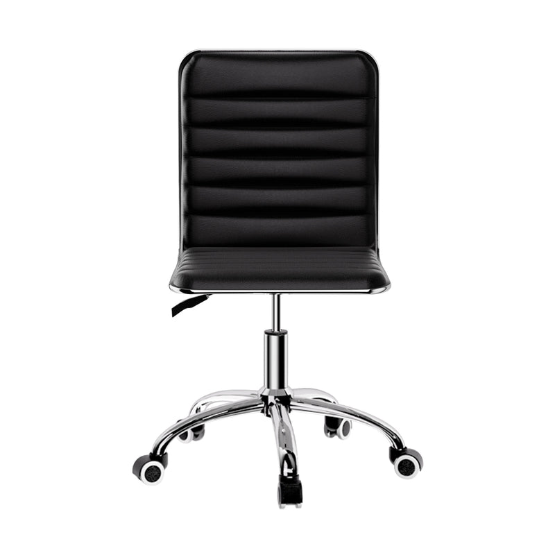 Office Chair Computer Desk Gaming Chairs PU Leather Low Back Black