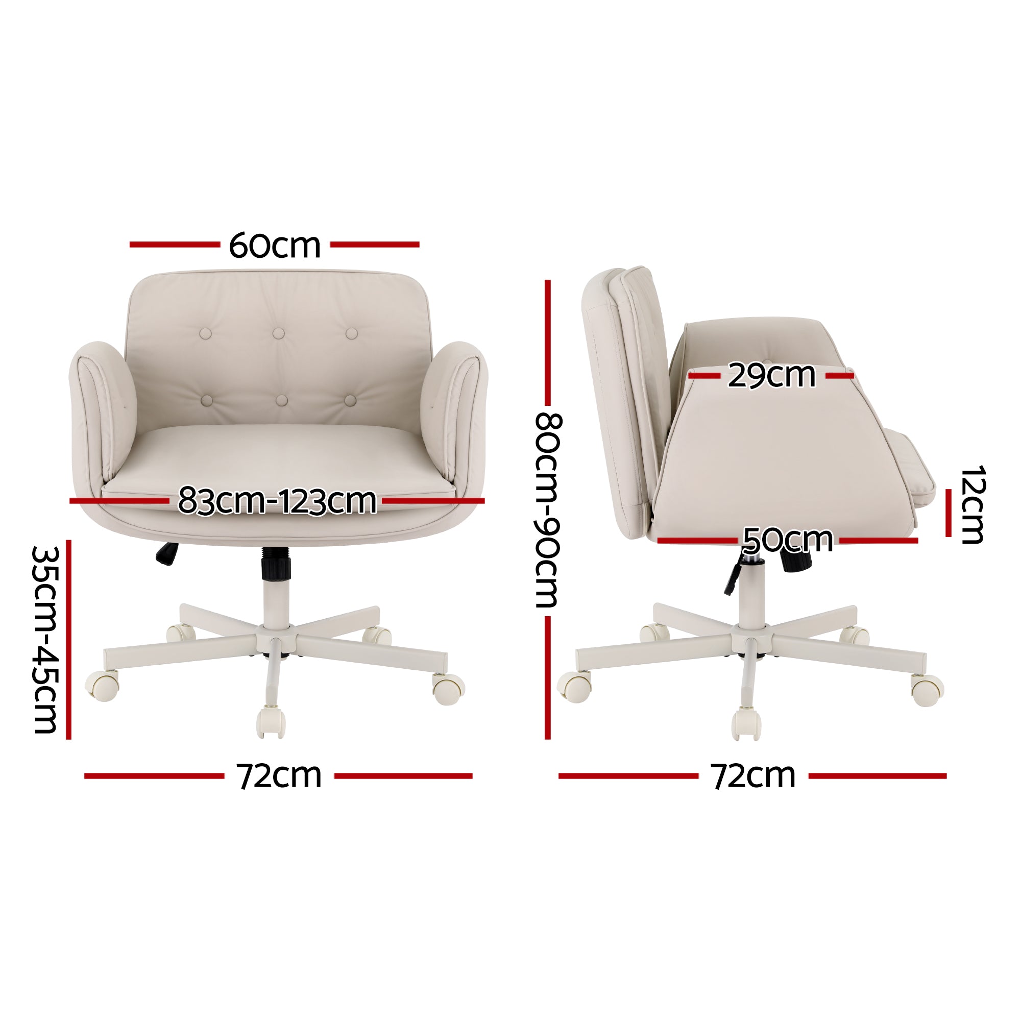 Criss Cross Ergonomic Office Desk Chair with Wheels & Adjustable Armrests - Beige