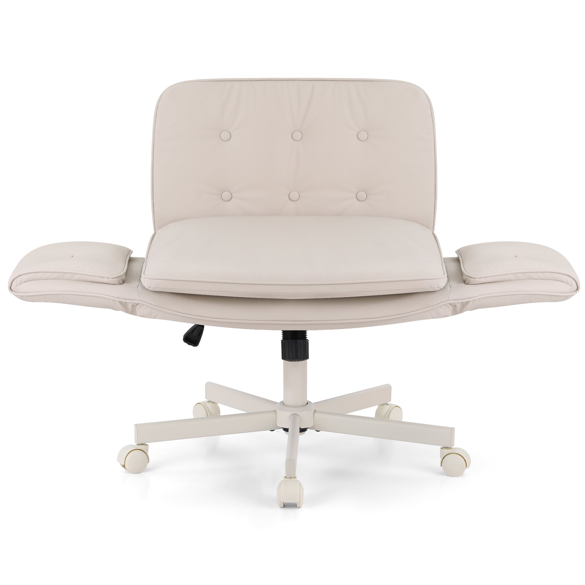Criss Cross Ergonomic Office Desk Chair with Wheels & Adjustable Armrests - Beige